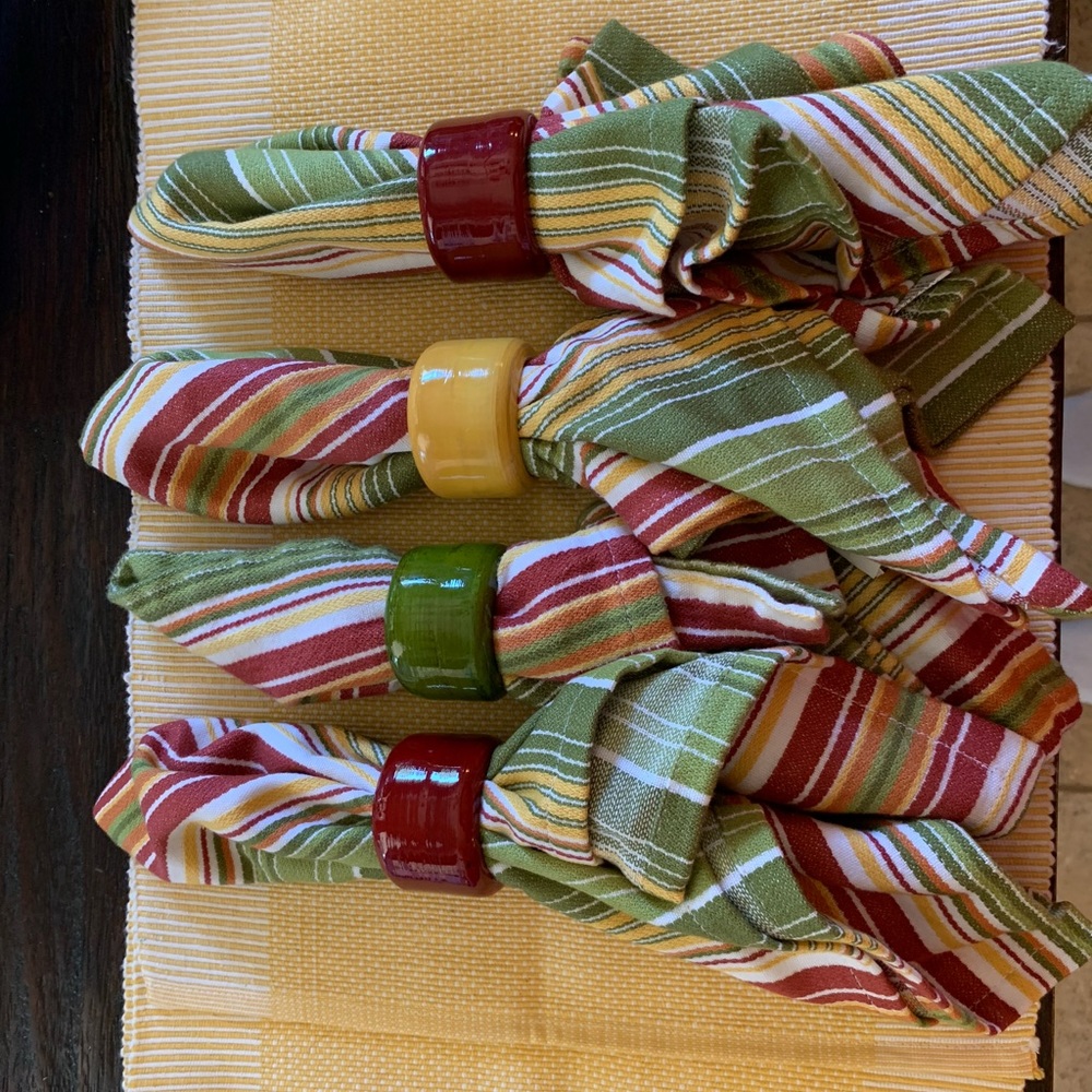 Placemats set 4, Napkins with rings